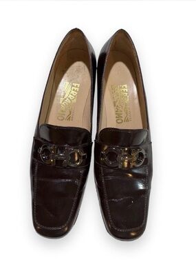 Salvatore Ferragamo Dark Brown Leather Horsebit Loafers